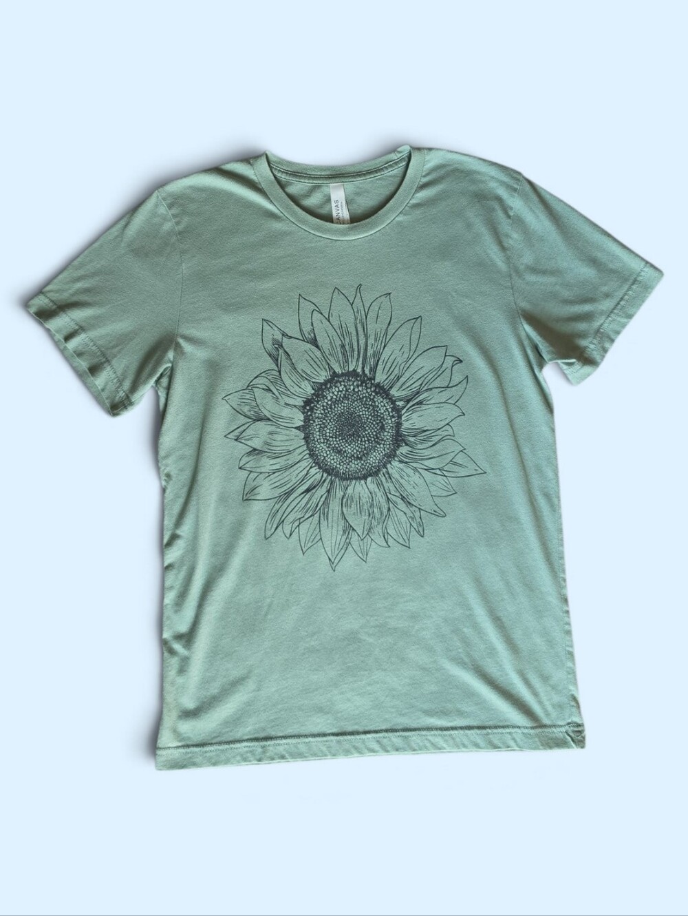 Green T-Shirt with Sunflower Design